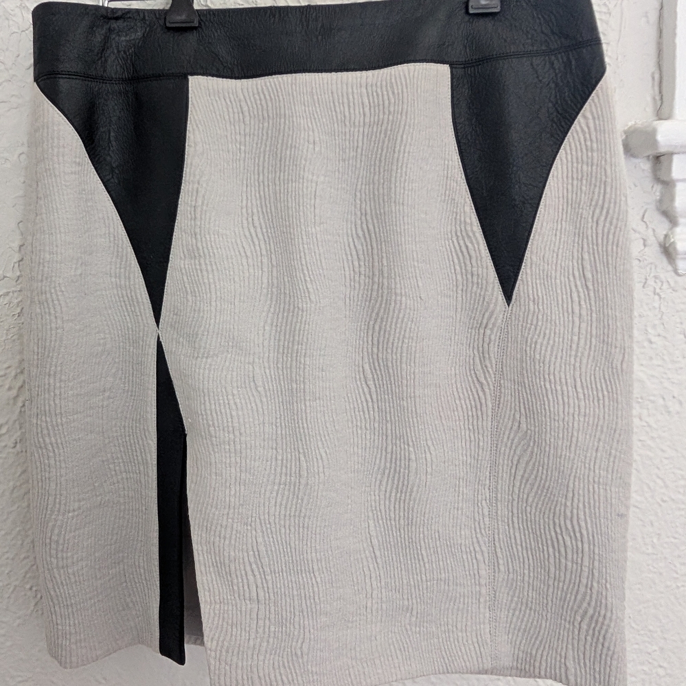 Designer Pencil Skirt With Leather Detail